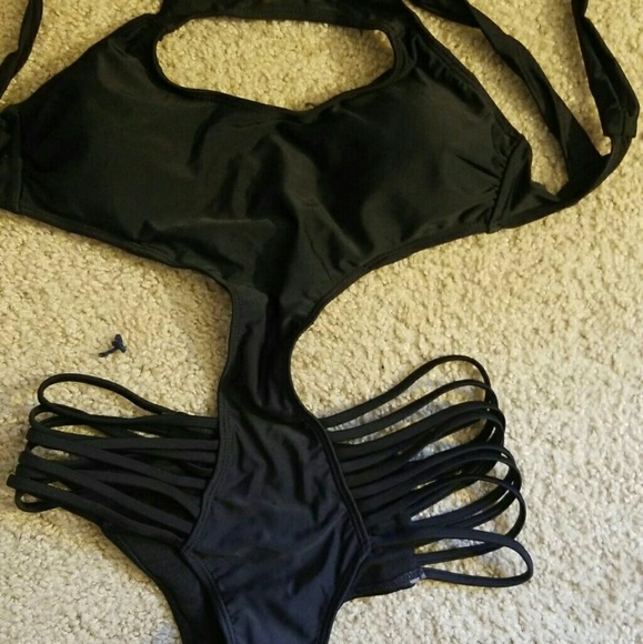 Sexy One piece Bathing Suit Women Black Swimsuit P - Picture 5 of 6